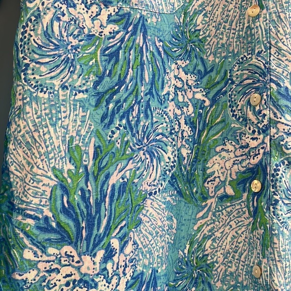 NWT Lilly Pulitzer XS Sea View Cover Up 100% Lagoon‎ Linen Long Sleeve Cover Up - Picture 7 of 9